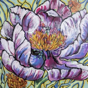 Bloemenwereld 2. Origineel schilderij op paneel.