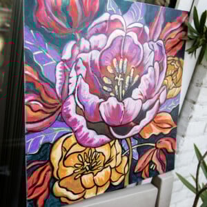 Bloemenwereld 3. Origineel schilderij op paneel.