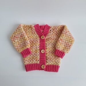 Gehaakt baby vestje | Roze en oranje gemêleerd