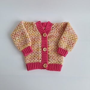 Gehaakt baby vestje | Roze en oranje gemêleerd