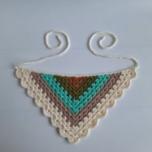 Gehaakte bandana 'Crème, beige en turquoise'