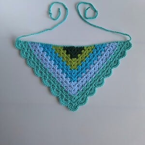 Gehaakte bandana 'Mintgroen, turquoise en donkergroen'