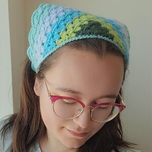 Gehaakte bandana 'Mintgroen, turquoise en donkergroen'