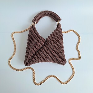 Gehaakte crossbody tas | Donkerbruin