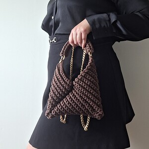 Gehaakte crossbody tas | Donkerbruin