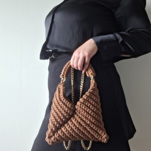 Gehaakte crossbody tas | Lichtbruin