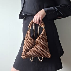 Gehaakte crossbody tas | Lichtbruin