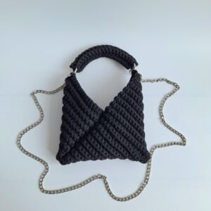 Gehaakte crossbody tas | Zwart