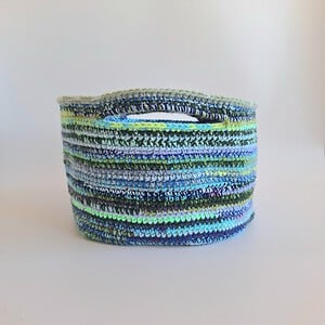 Gehaakte opbergmand | Blauw gemêleerd