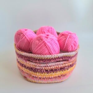 Gehaakte opbergmand | Roze gemêleerd