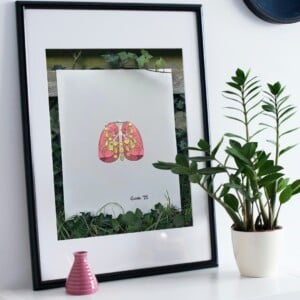 Kunst print, Eco materiaal, Handgemaakt, Uniek stuk! = Adem Juweel (canvas, beige, 75x100)