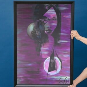 Kunst print, Eco materiaal, Handgemaakt, Uniek stuk! = Missy Mistic (canvas, Paars, 75x100)