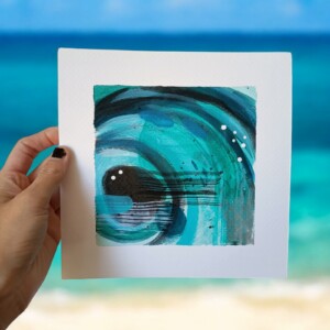 Kunstkaart turquoise - origineel handgemaakt