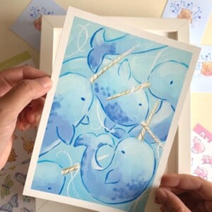 Narwal Art Print (A5) – Schattige, Eco-vriendelijke Illustratie op Henneppapier