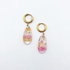 Oorbellen met Druppel Hangers en Echte Bloemen