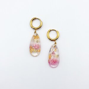 Oorbellen met Druppel Hangers en Echte Bloemen