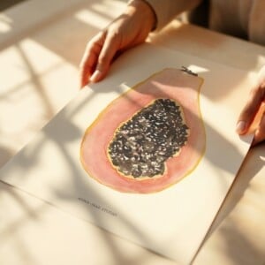 Papaya Poster | Handgeschilderde fruitillustratie – Anna-Mae Studio
