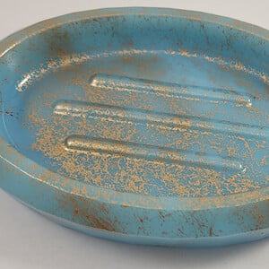 Pastel blauw en gouden marmer look zeep bakje