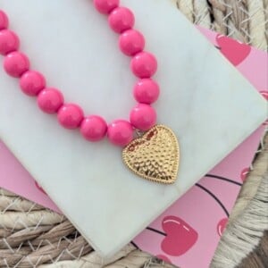 Pink Heart Statement ketting