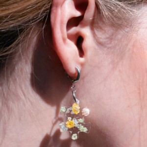 Puzzelstukjes Oorbellen met Pastelkleurige Bloemen