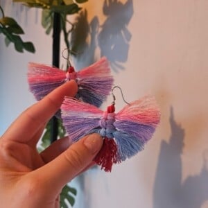 Rainbow macramé earrings