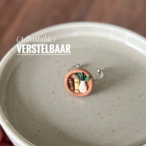 Ring met mini boekenkastje en plant (verstelbaar)