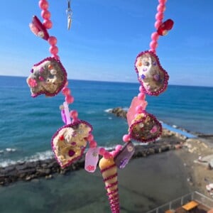 Roze Zeeglas, Schelpen en Glitter.