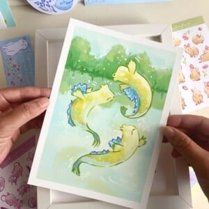 Slijkspringer Art Print (A5) – Schattige, Eco-vriendelijke Illustratie op Henneppapier