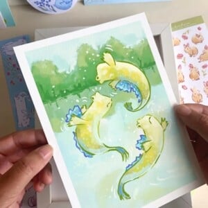 Slijkspringer Art Print (A5) – Schattige, Eco-vriendelijke Illustratie op Henneppapier