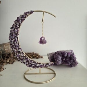 Staande Suncatcher met maan en amethist.