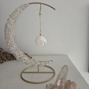 Staande Suncatcher met maan en bergkristal.
