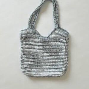 Striped crochet tote bag - Tijdloze Minimalistische Gehaakte Tas