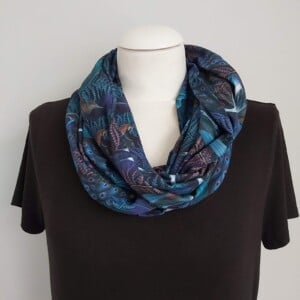 Tricot colsjaal (blauw | vogels)