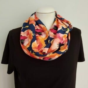 Tricot colsjaal (blauw, multi color | klaprozen)