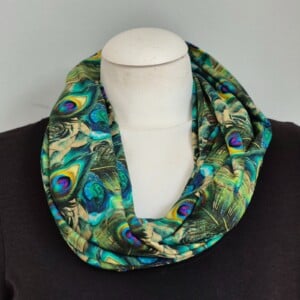 Tricot colsjaal (groen, blauw | Pretty peacock)