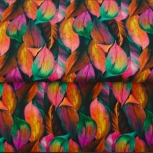 Tricot colsjaal (multi color | painted autum leaves)