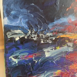 Uniek schilderij: Ignited in the deep - Acryl op canvas