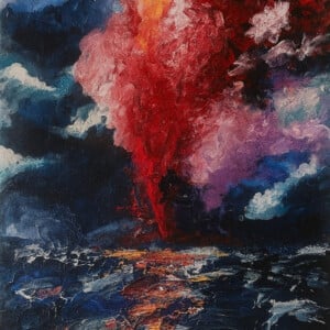 Uniek schilderij: Ignited in the deep - Acryl op canvas