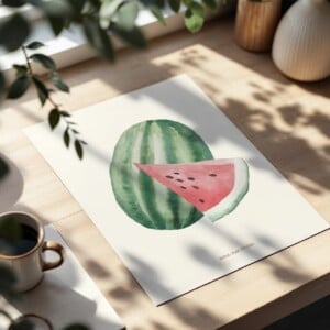 Watermeloen Poster | Handgeschilderde fruitillustratie – Anna-Mae Studio