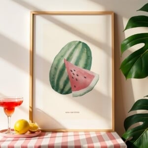 Watermeloen Poster | Handgeschilderde fruitillustratie – Anna-Mae Studio