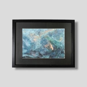 Abstract schilderij - ocean breeze - blauw goud met passe partout
