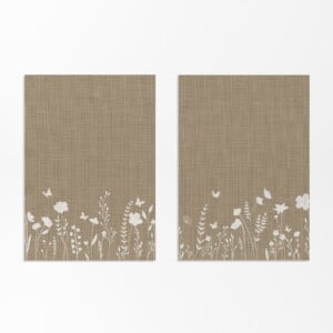 Botanisch meets Japandi - Set van 2 Posters met Wilde Bloemen en Vlinders