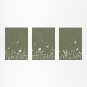 Botanische Set van 3 Posters - Bloemen en Vlinders