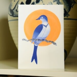 Chinese Bird A6 Kaart, Vogel Aquarel Print