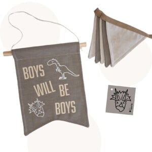 Handgemaakte Decoratie-, Cadeauset Boys will be Boys | Dinokamer decoratie