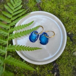 Faux agate steen oorbellen blauw - variant A