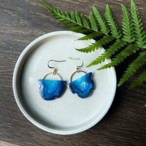 Faux agate steen oorbellen blauw - variant B