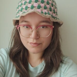 Gehaakte bucket hat | Groen, roze en beige