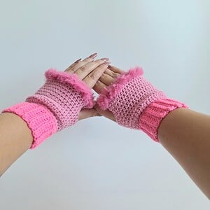 Gehaakte handschoenen - gehaakte vingerloze handschoenen | Barbie girl
