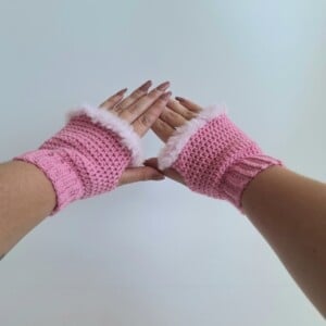 Gehaakte handschoenen - gehaakte vingerloze handschoenen | Roze en lichtroze